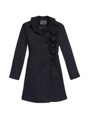 NWT S. Rothschild Girls XL 16 Midnight Blue Ruffle Dress Coat $140
